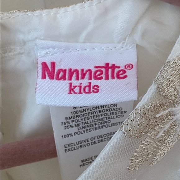 Nanette Kids Ivory and Gold Floral Kids Dress-size 4t - Picture 5 of 8